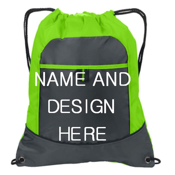 Personalized Drawstring Tote Bag with Name Embroidery and Design Choice