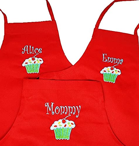Personalized Kids Apron with Embroidered Name - Cupcake Design | Ages 3-11 & Adult