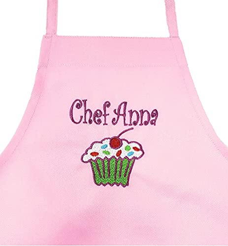 Personalized Kids Apron with Embroidered Name - Cupcake Design | Ages 3-11 & Adult
