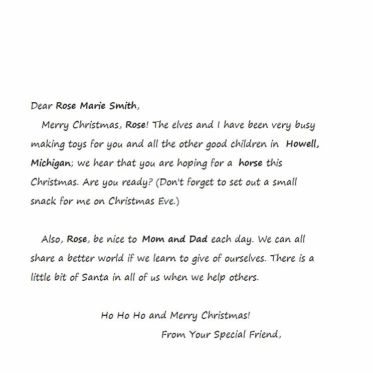 Custom Christmas Santa Letter Personalized with Child’s Name