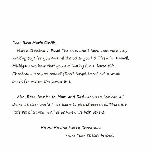 Custom Christmas Santa Letter Personalized with Child’s Name