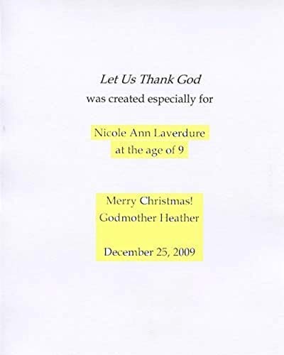 Let Us Thank God Personalized Children's Book