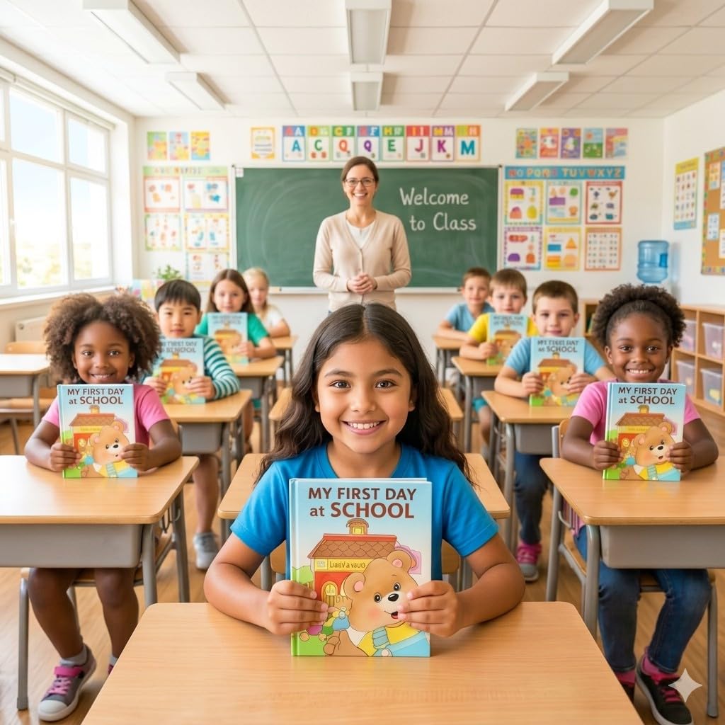 My First Day at School - Personalized Children's Book with Custom Name | Ages 3-6 Hardcover