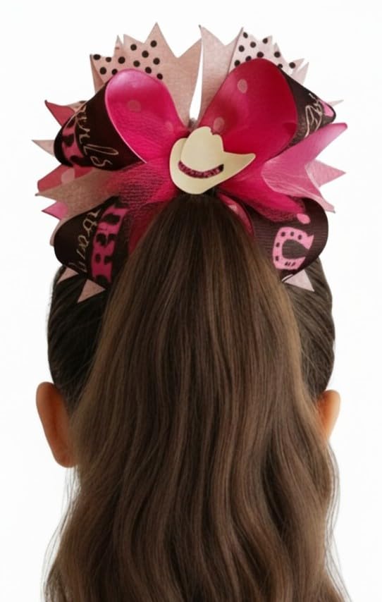 Cowgirl Hair Bow for Girls - 5 Inch Western Style Hair Clip Accessory for Kids