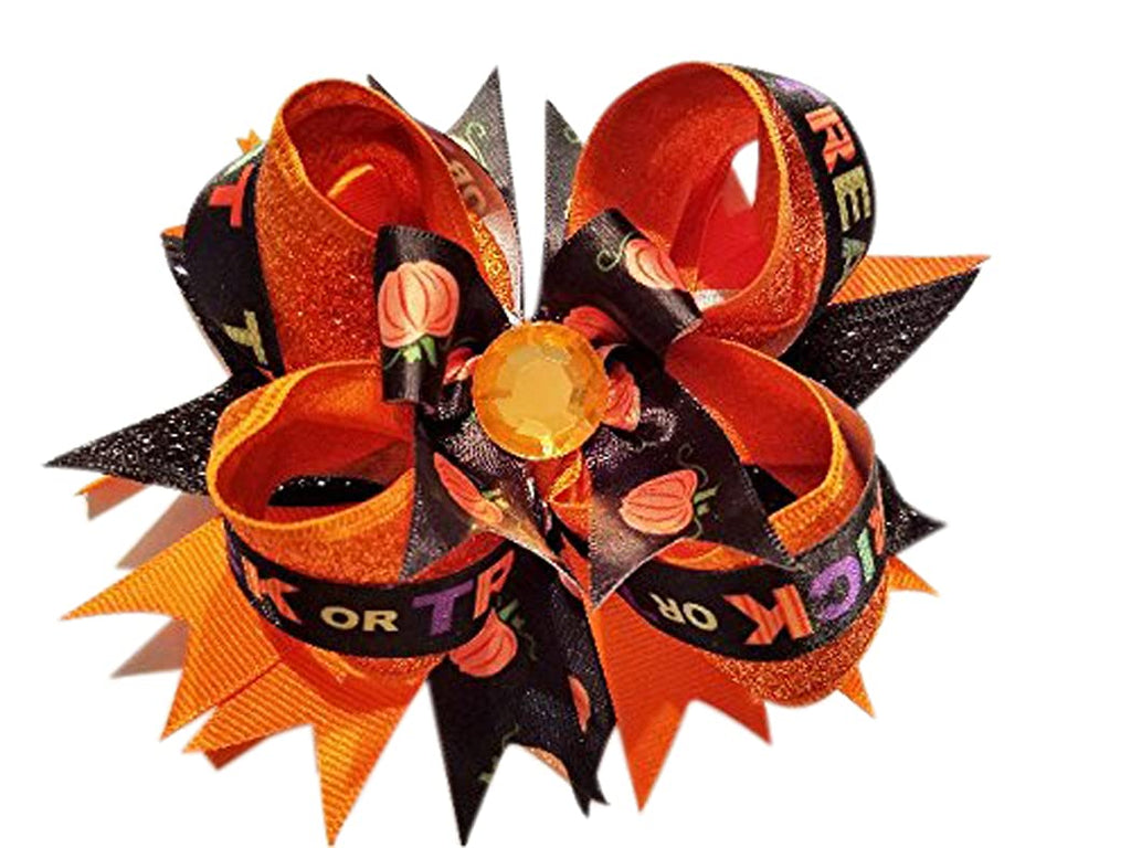Halloween Trick or Treat Hair Bow 5 Inch Size
