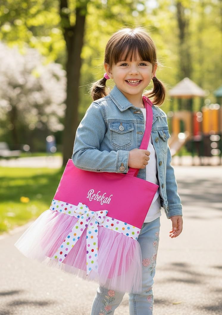 Personalized Dance Bag for Girls - Custom Embroidered Name with Tutu Accent | Ballet & Gymnastics Tote