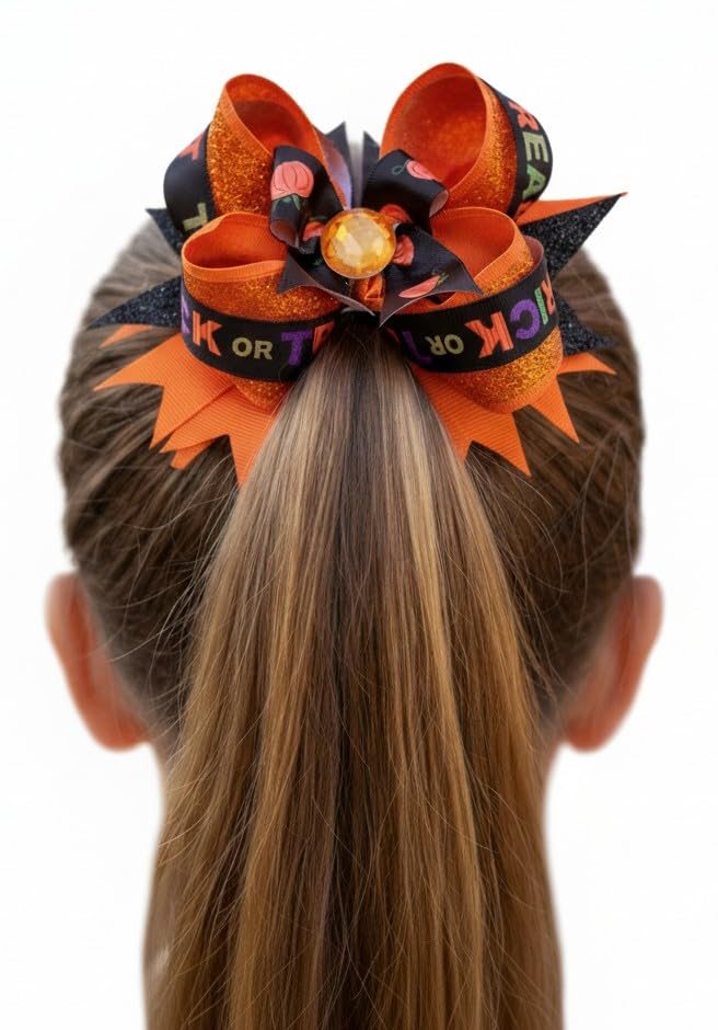 Halloween Trick or Treat Hair Bow 5 Inch Size