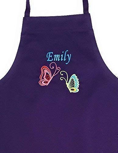 Personalized Kids Apron with Embroidered Name - Butterfly Design | Ages 3-11 & Adult