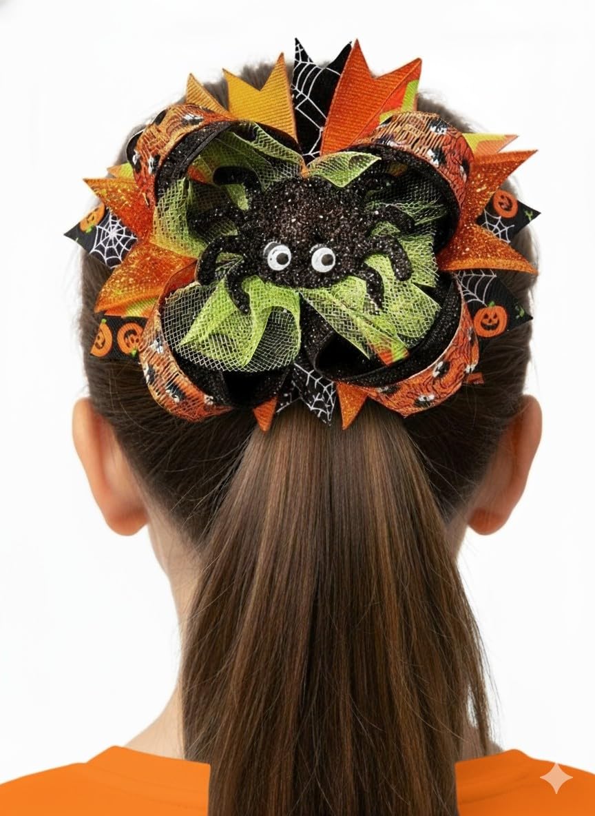 Halloween Spider Hair Bow 5 Inch Size