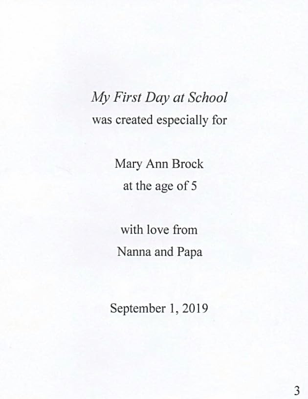 My First Day at School - Personalized Children's Book with Custom Name | Ages 3-6 Hardcover