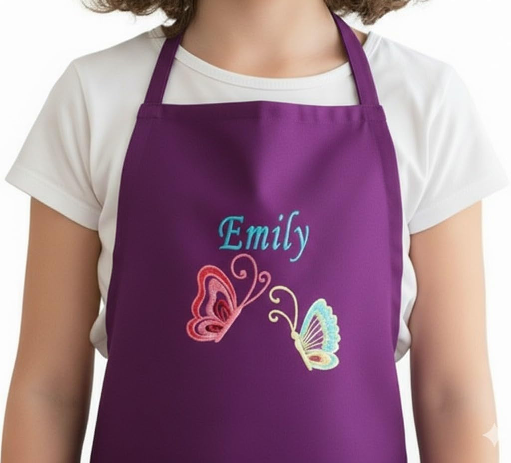 Custom Baby Aprons Personalized Kids Apron - Custom Embroidered Butterfly Design | All ...