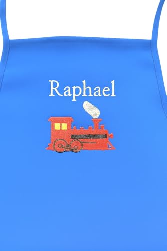 Personalized Kids Apron with Embroidered Name - Train Design | Ages 3-11 & Adult